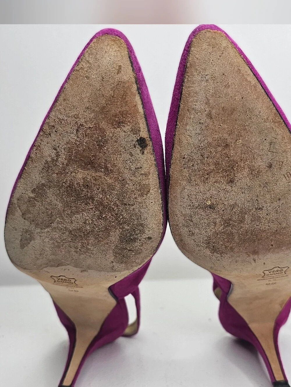 Vintage Via Spiga Magenta Suede Slingback Kitten Heels Made in Italy Size 9B
